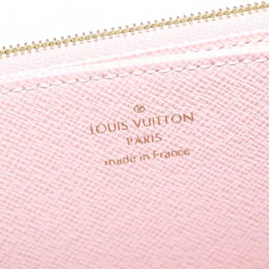 Louis Vuitton Damier Azur Zippy Wallet Long Pink Women Checkered