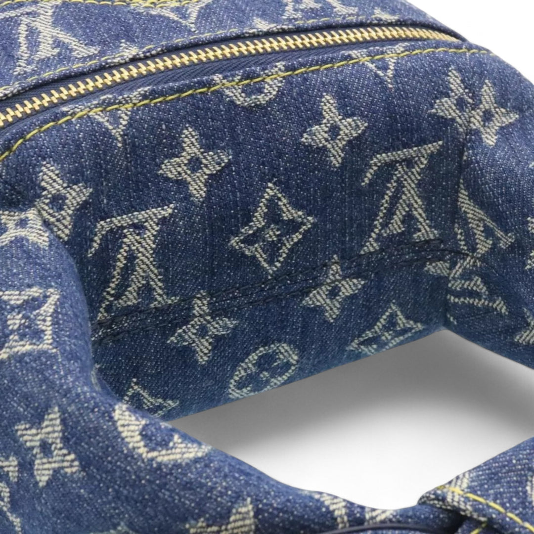 Louis Vuitton Monogram Denim Drip Japanese Cruiser Women's Shoulder Bag Blue with Strap and Box