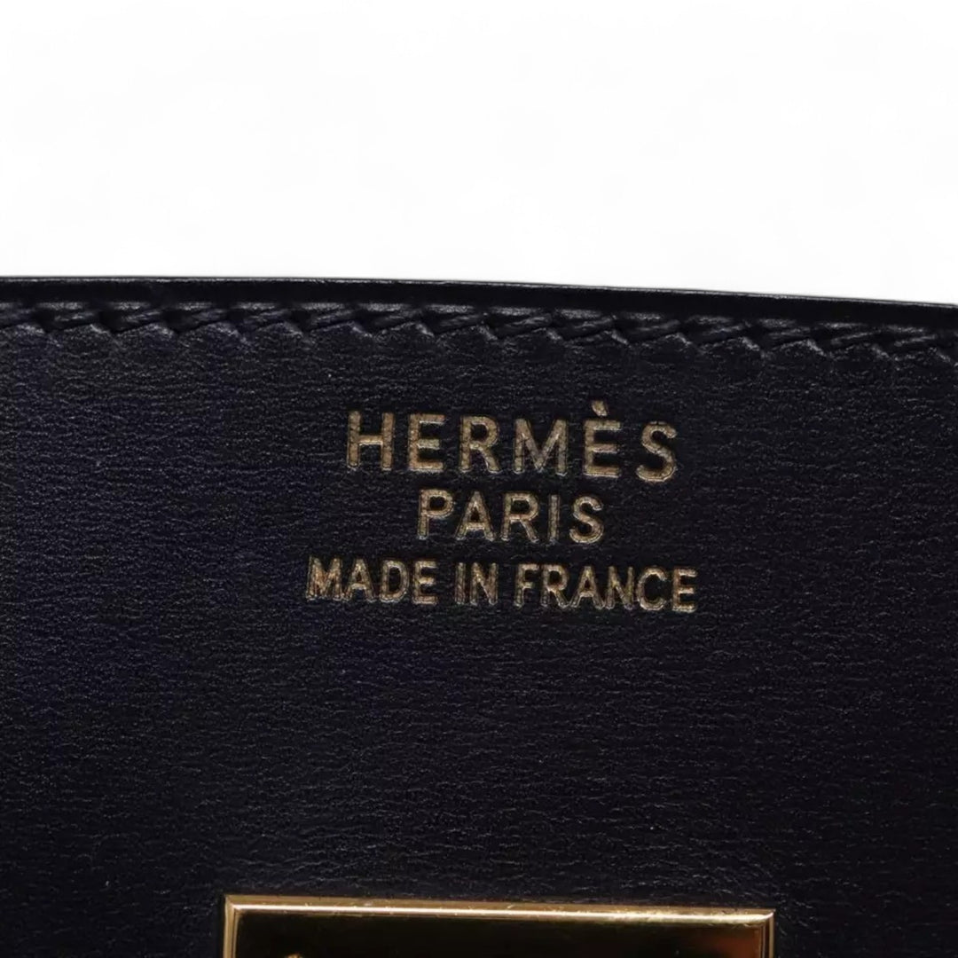 HERMES Birkin 35 Handbag Leather Navy Authentic Gold Hardware Women's Bag