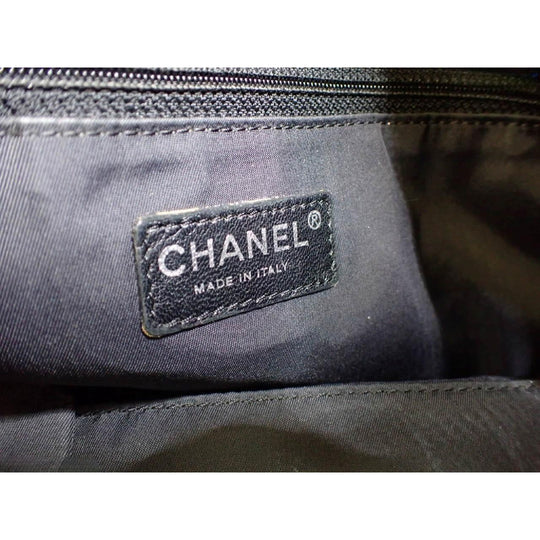 Chanel Black Leather Canvas Tote Bag for Women