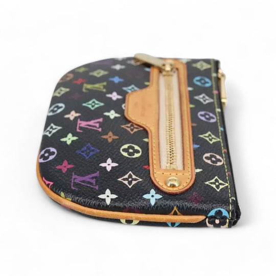 Louis Vuitton Multicolor Pochette MM Coin Purse Black Monogram Canvas Women's Wallet