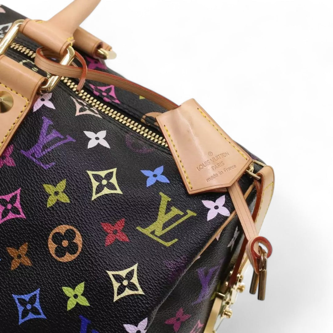 Louis Vuitton Monogram Multicolor Keepall 45 Boston Bag Black Women's Handbag with Dust Bag and Keys