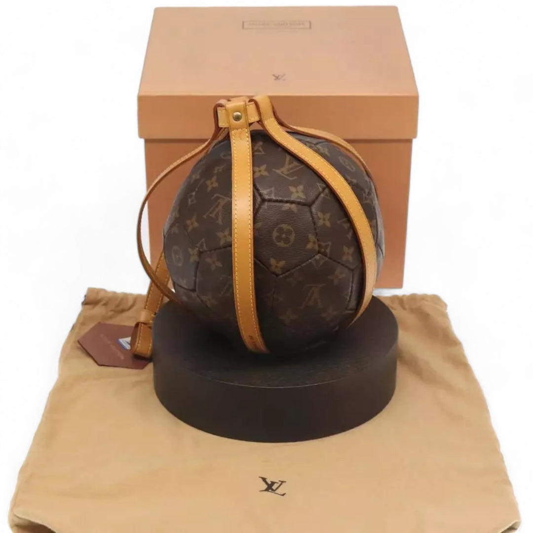 Louis Vuitton Monogram Soccer Ball France 98 World Cup Memorial Brown Leather Limited Edition