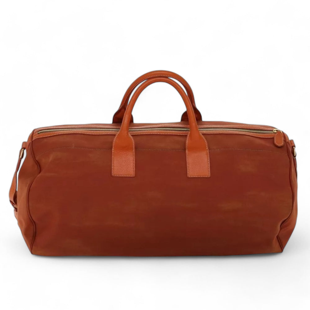 Prada Boston Bag Vintage Canvas 2way Orange Authentic Travel Duffle Bag Unisex Made in Italy