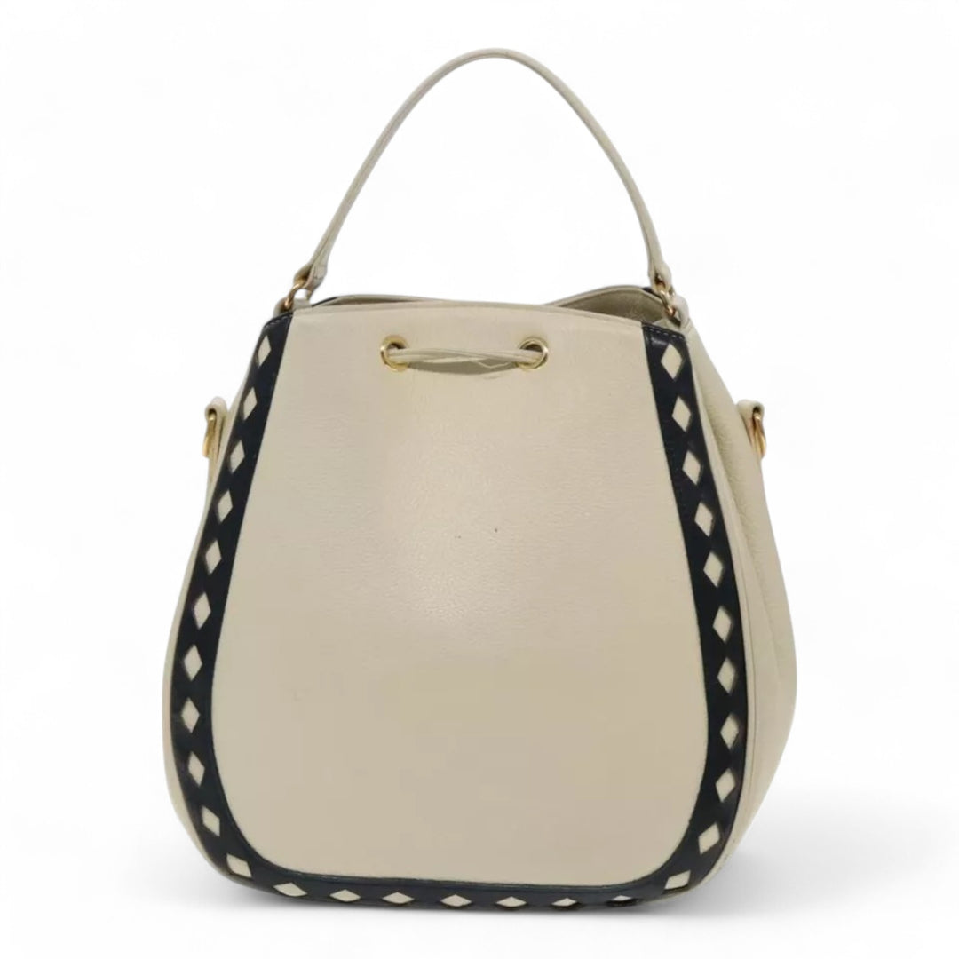 Saint Laurent Handbag Leather Cream Gold Women's Bag with Shoulder Strap