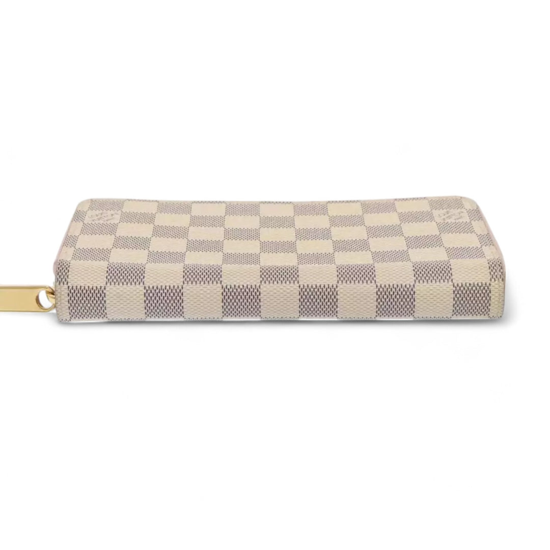 Louis Vuitton Damier Azur Zippy Wallet Long Pink Women Checkered