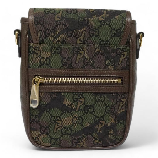 Gucci Palace Shoulder Bag Camouflage GG Canvas Web Sherry Line Unisex Green Brown Gold Hardware Crossbody Bag