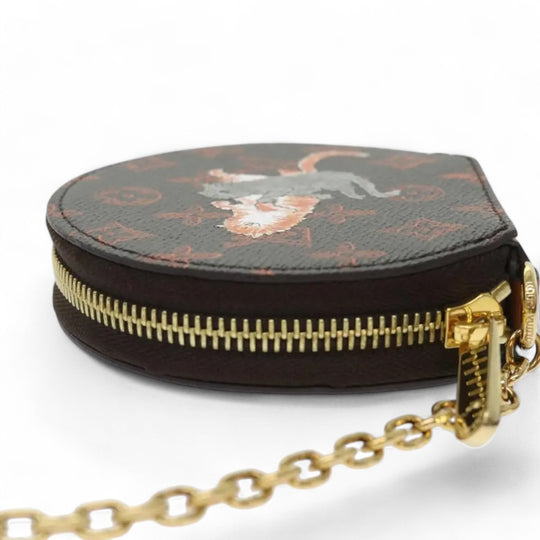 Louis Vuitton Catgram Chain Micro Powat Chapeau Coin Purse Monogram Canvas