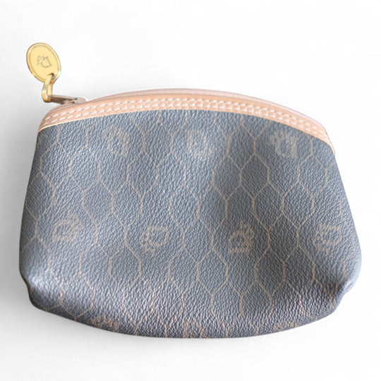 Dior Toiletry Pouch Blue Monogram Leather Unisex Vintage Cosmetic Bag Clutch Handbag