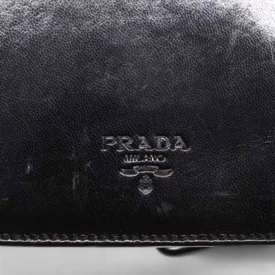 Prada Chain Shoulder Bag Leather Black Made in Italy