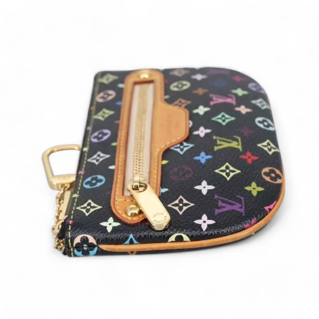 Louis Vuitton Multicolor Pochette MM Coin Purse Black Monogram Canvas Women's Wallet