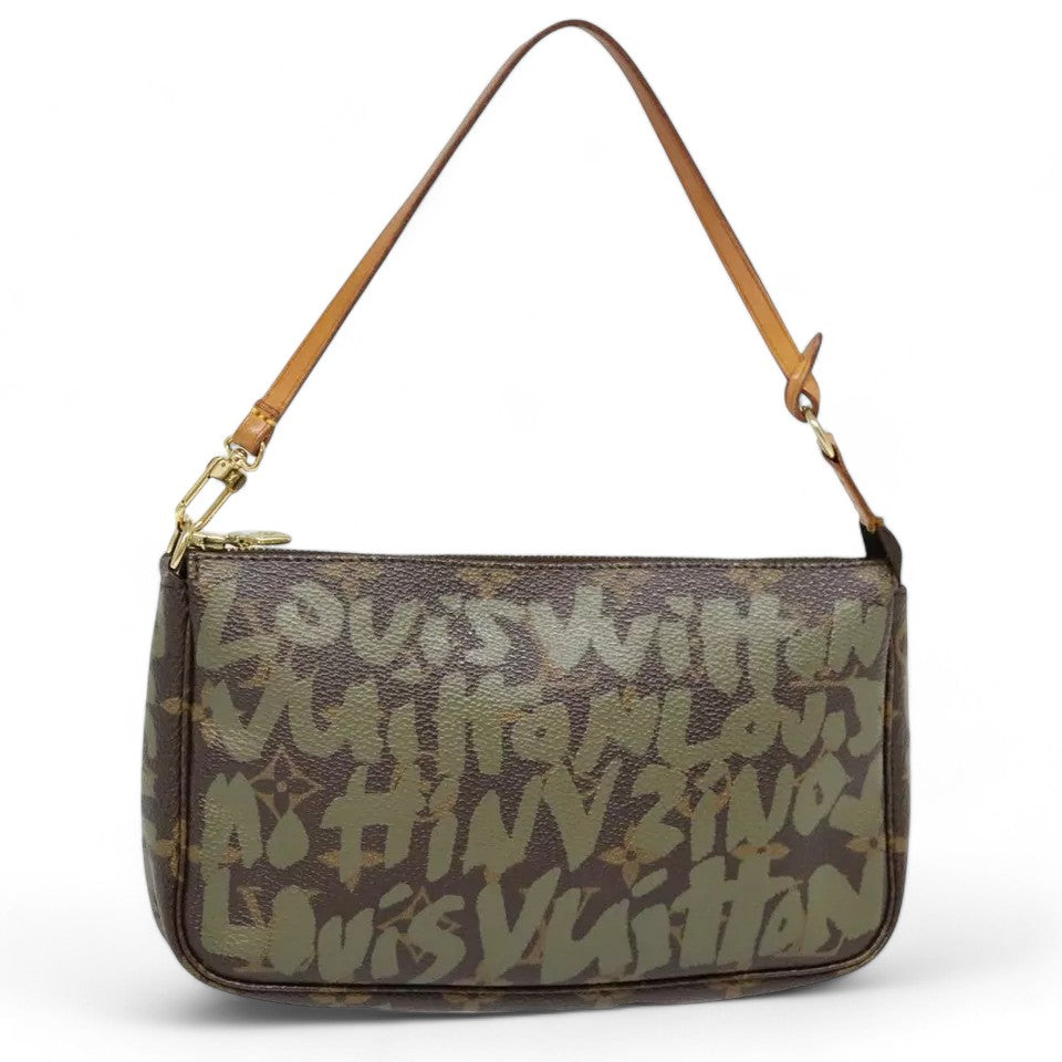 Louis Vuitton Monogram Graffiti Pochette Accessoires Khaki Pouch Bag Women's Handbag