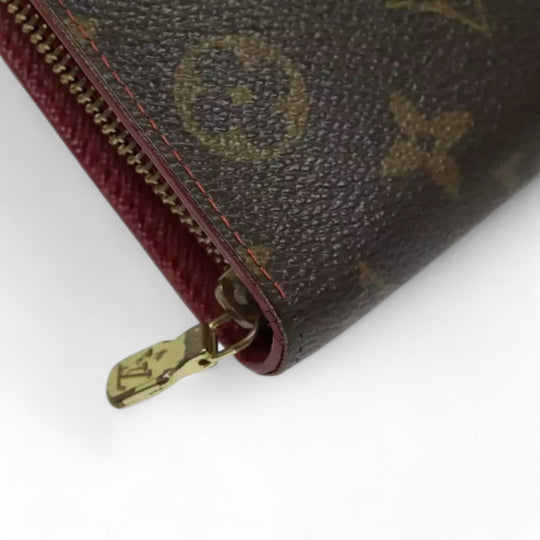 Louis Vuitton Vintage Monogram Cherry Zip Long Wallet Women Brown Red