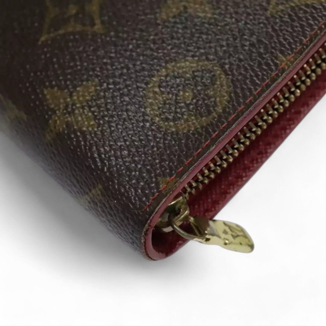 Louis Vuitton Vintage Monogram Cherry Zip Long Wallet Women Brown Red