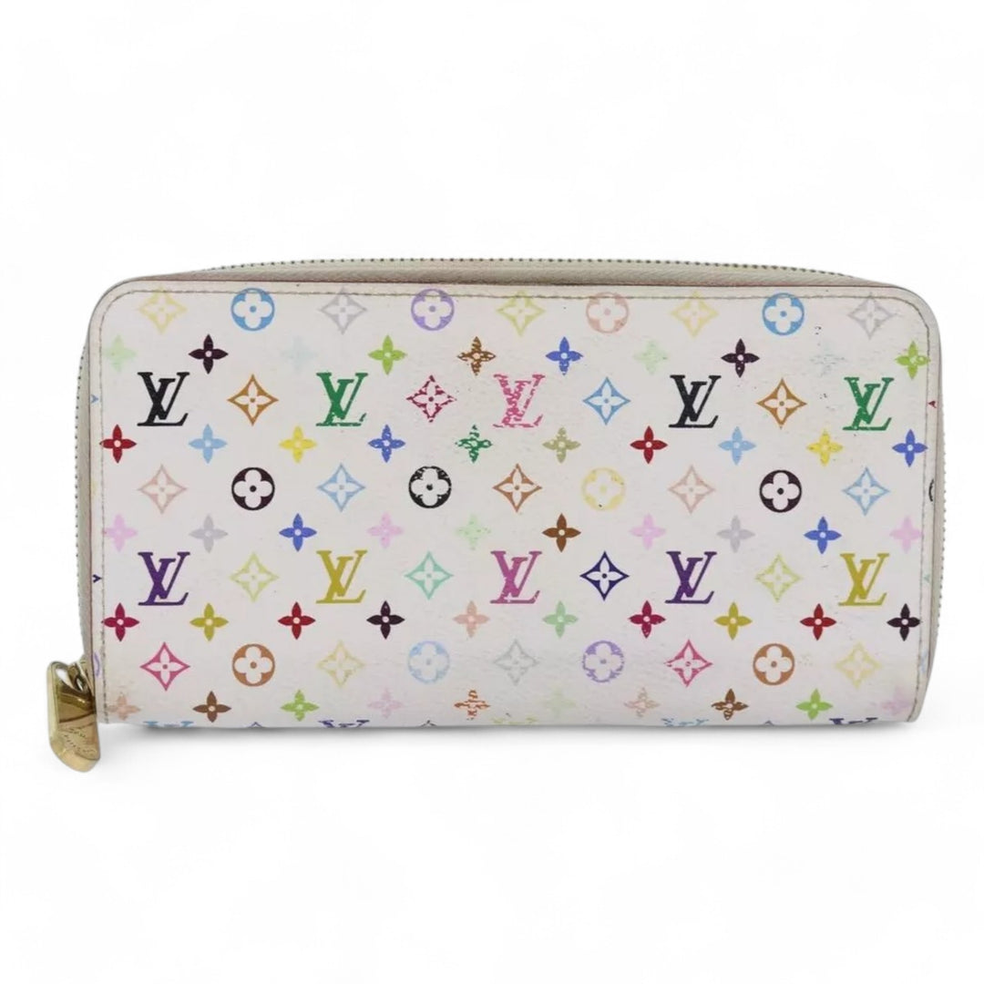 Louis Vuitton Monogram Zippy Wallet Multicolor White Long Wallet Womens