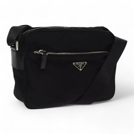 Prada Shoulder Bag Nylon Black Silver