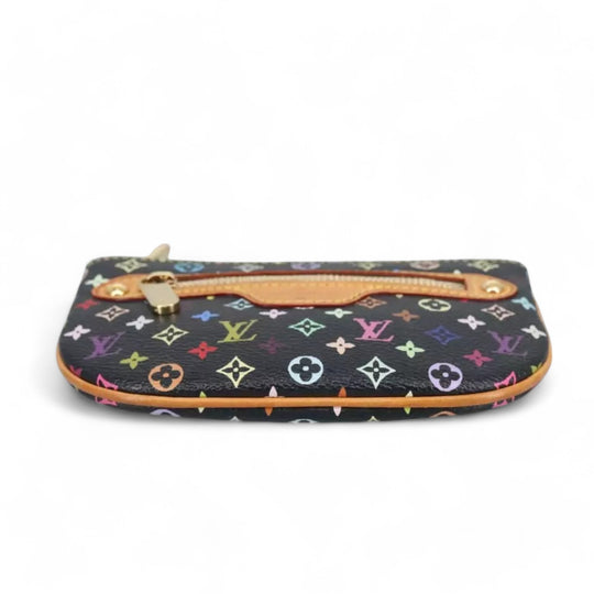 Louis Vuitton Multicolor Pochette MM Coin Purse Black Monogram Canvas Women's Wallet