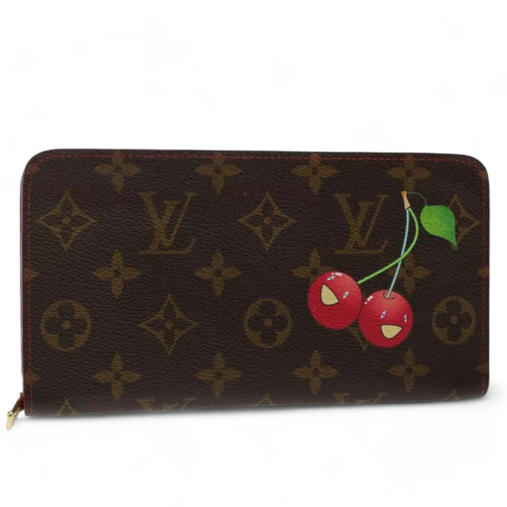 Louis Vuitton Monogram Cherry Porte Monnaie Zip Long Wallet Women's Brown