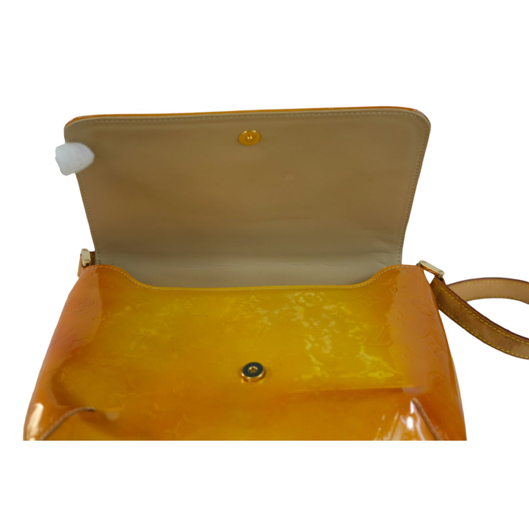 Louis Vuitton Vernis Yellow Flap Bag Shoulder Purse Women's Designer Handbag Vintage Chic