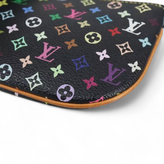 Louis Vuitton Multicolor Pochette MM Coin Purse Black Monogram Canvas Women's Wallet