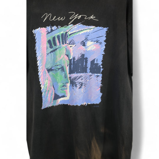 Vintage NYC Statue of Liberty Graphic Black T-Shirt - XL