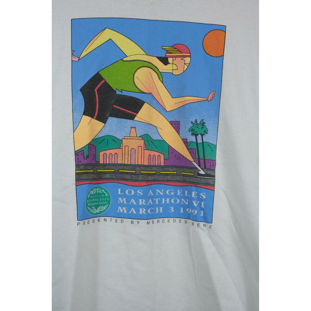 Vintage 1991 Los Angeles Marathon T-shirt Presented by Mercedes-Benz - Medium