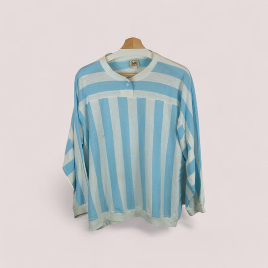 Vintage Lee Blue and White Striped Long Sleeve Shirt L/XL