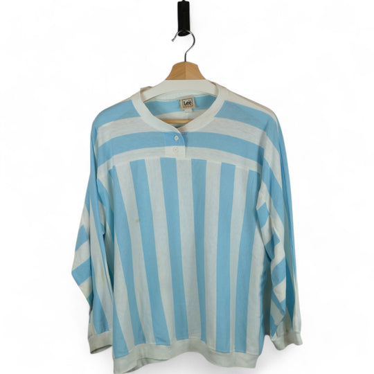 Vintage Lee Blue and White Striped Long Sleeve Shirt L/XL