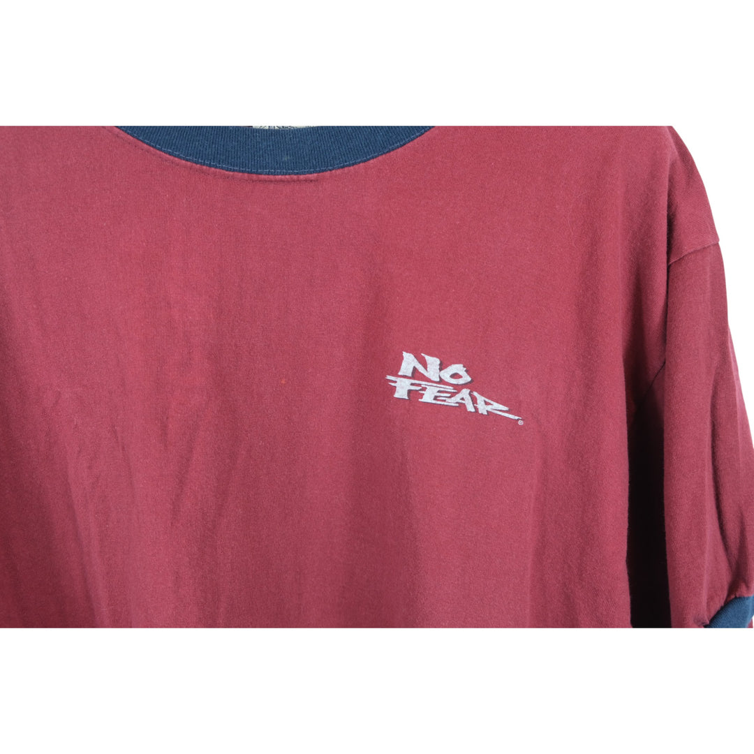 Vintage 90s No Fear Maroon Graphic T-Shirt - XL