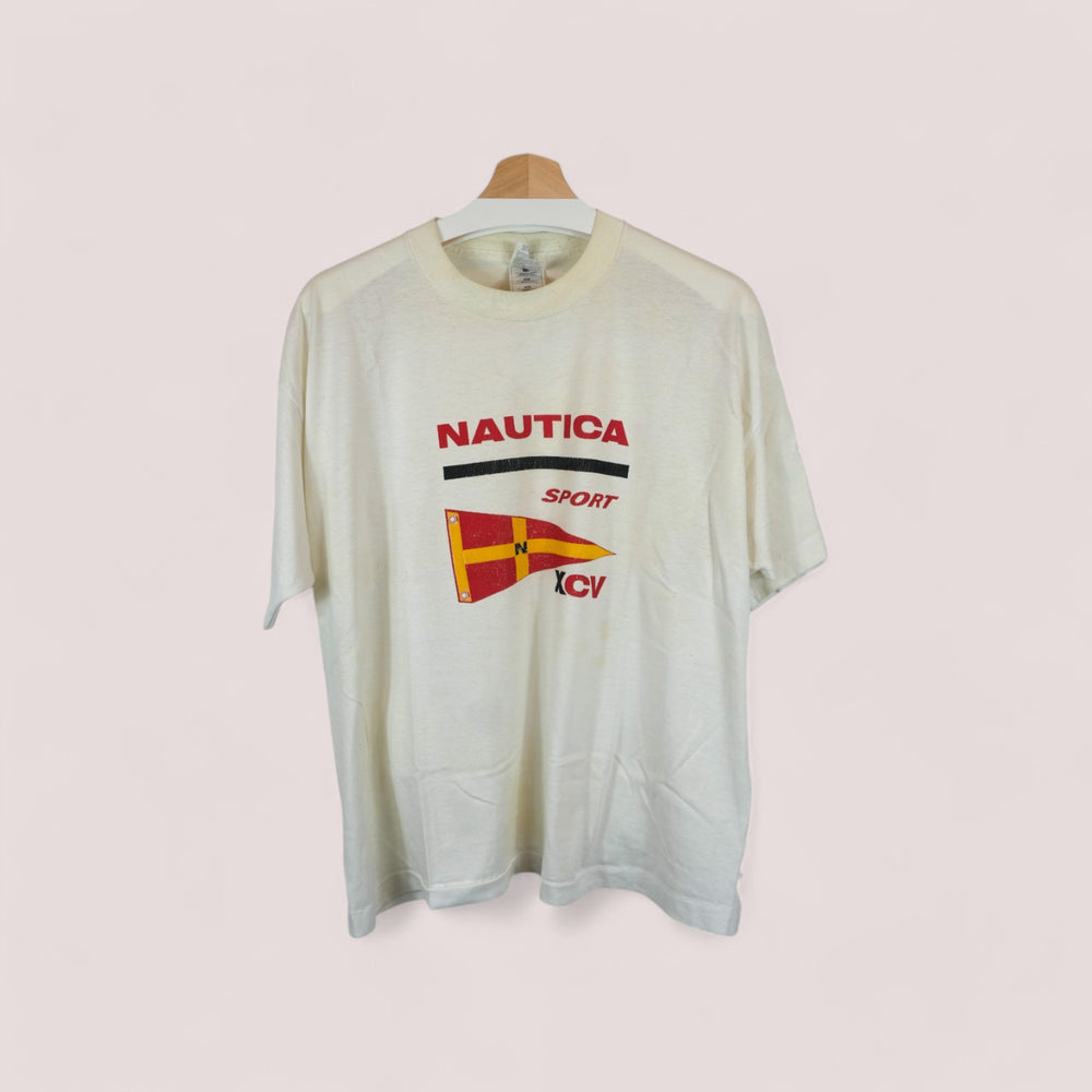 Vintage White Nautica Sport XCV Graphic T-Shirt – Large / XL