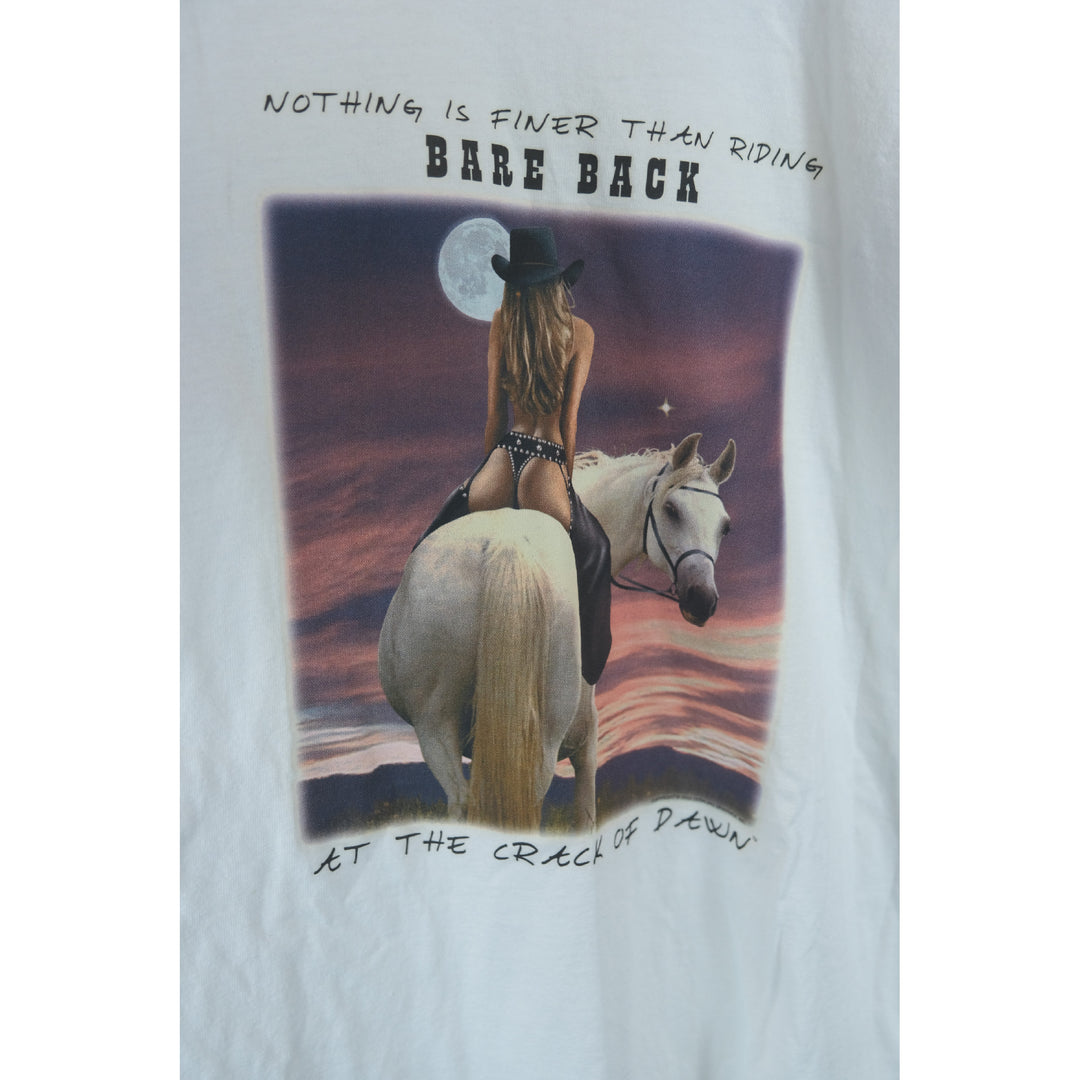 Vintage 2003 Crack of Dawn Bare Back Riding Graphic T-Shirt – 2XL