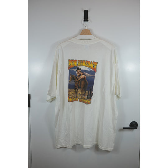 Vintage 2004 Ride Bareback Graphic T-Shirt – “Let the Moon Shine” Cowboy Print XXL