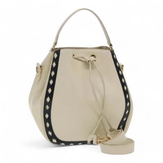 Saint Laurent Handbag Leather Cream Gold Women's Bag with Shoulder Strap