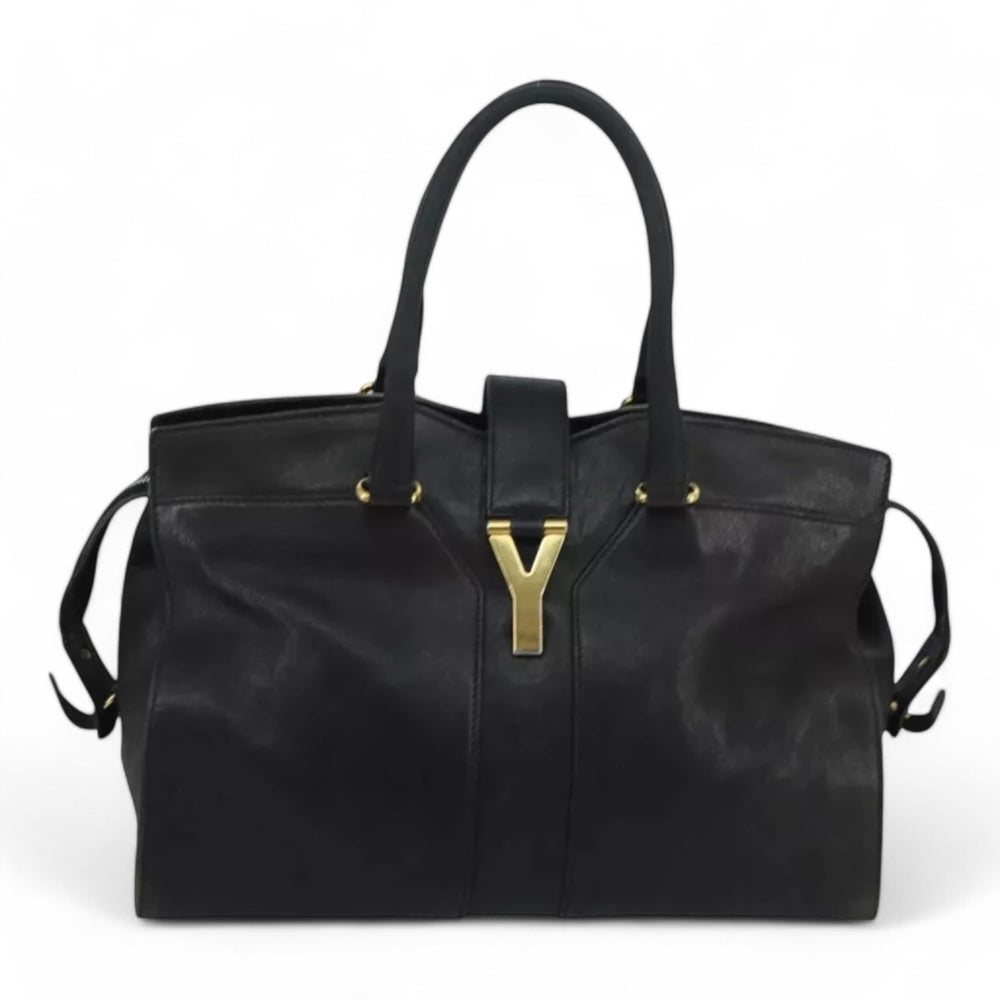 Saint Laurent Cavas Chic Handbag Leather Black Gold