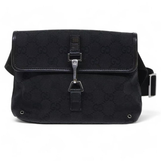 Gucci GG Canvas Waist Bag Black Unisex Shoulder Strap