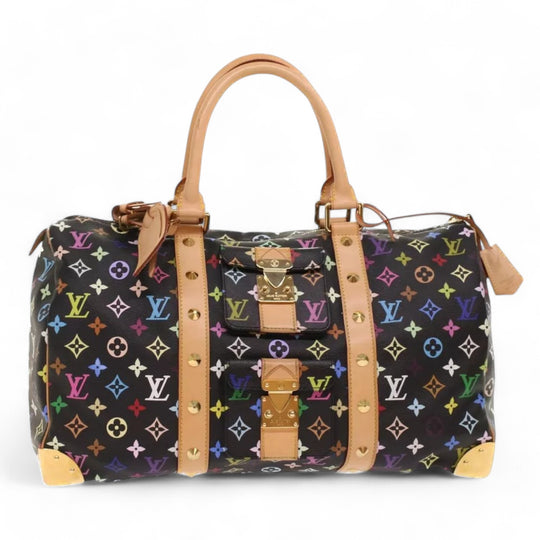 Louis Vuitton Monogram Multicolor Keepall 45 Boston Bag Black Women's Handbag with Dust Bag and Keys