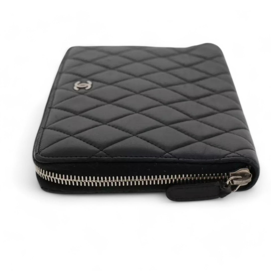 Chanel Black Lamb Skin Long Wallet CC Logo