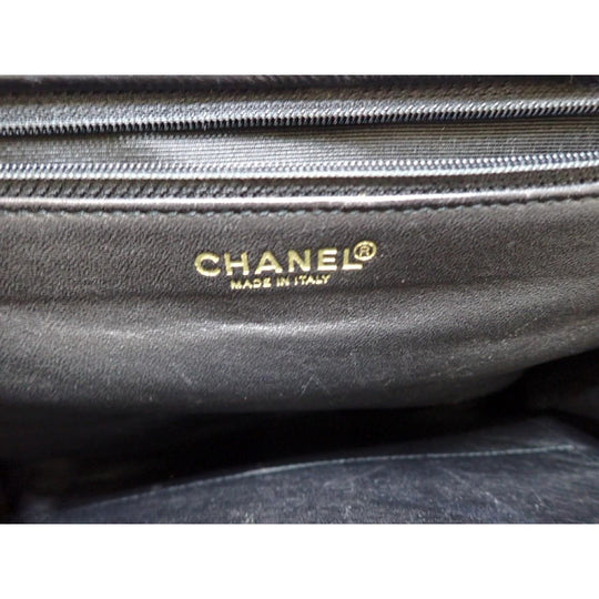 Chanel Chocolate Bar Jersey Tote Black Quilted Chain Shoulder Bag Women's Handbag Vintage Rare