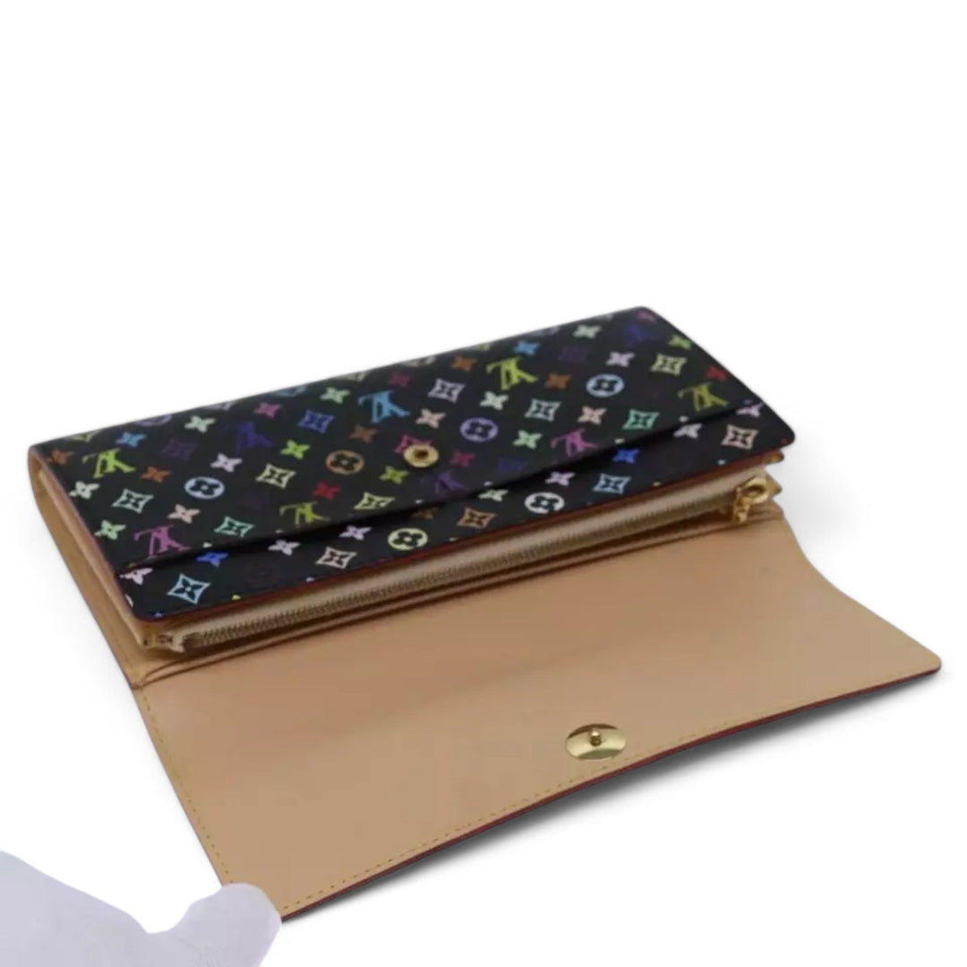 Louis Vuitton Multicolor Monogram Sarah Long Wallet Black Womens