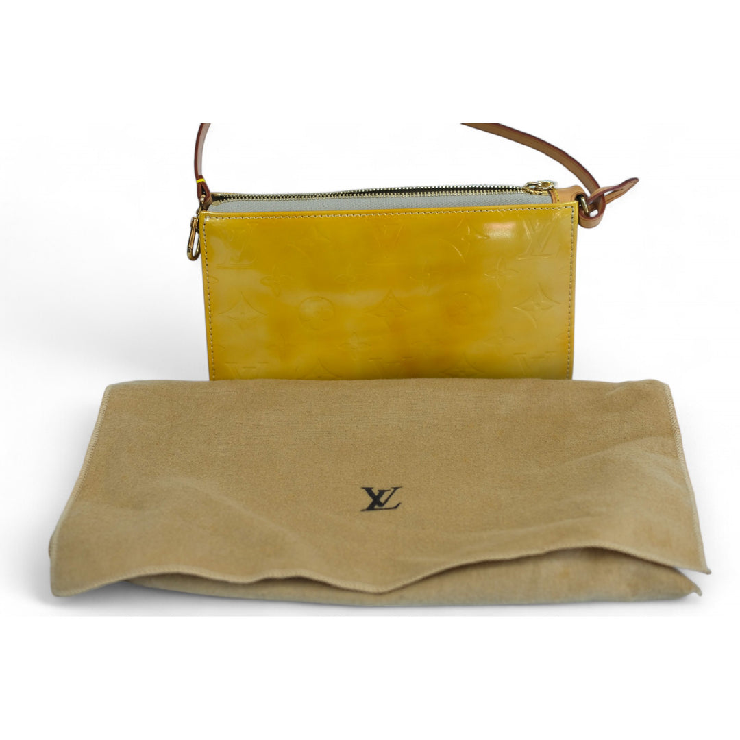 Louis Vuitton Vernis Sienna Zip Clutch Yellow Monogram Women's Handbag Purse Bag