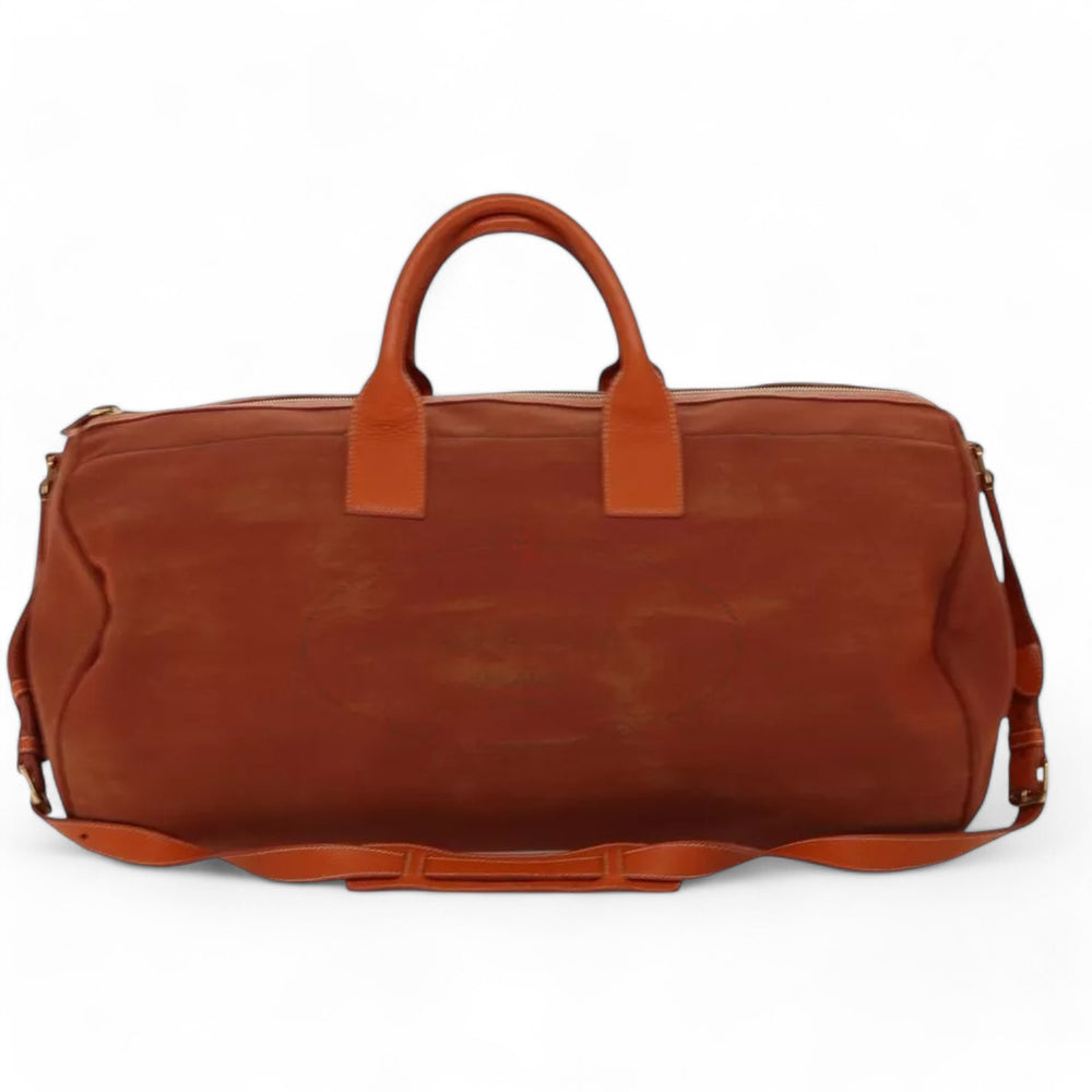 Prada Boston Bag Vintage Canvas 2way Orange Authentic Travel Duffle Bag Unisex Made in Italy