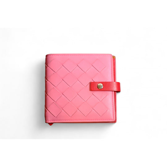 Bottega Veneta Pink Leather Wallet Women's Intrecciato Mini