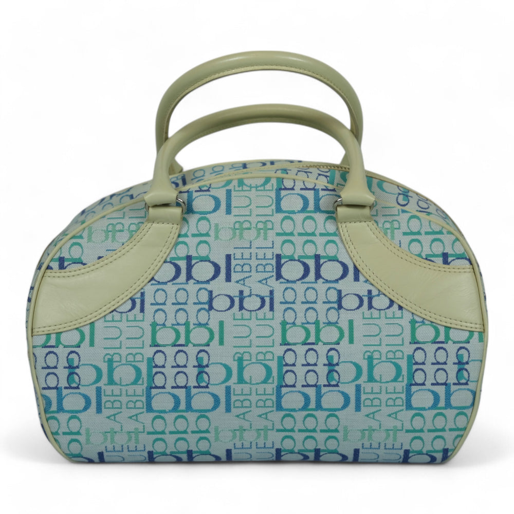 Burberry Blue Label Women's Handbag Monogram Canvas Leather Beige Blue Green Tote Bag