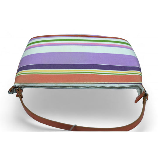 Burberry Striped Canvas Small Bag Multicolor Women's Handbag Purse with Leather Strap