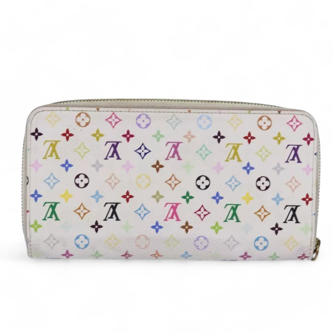 Louis Vuitton Monogram Zippy Wallet Multicolor White Long Wallet Womens