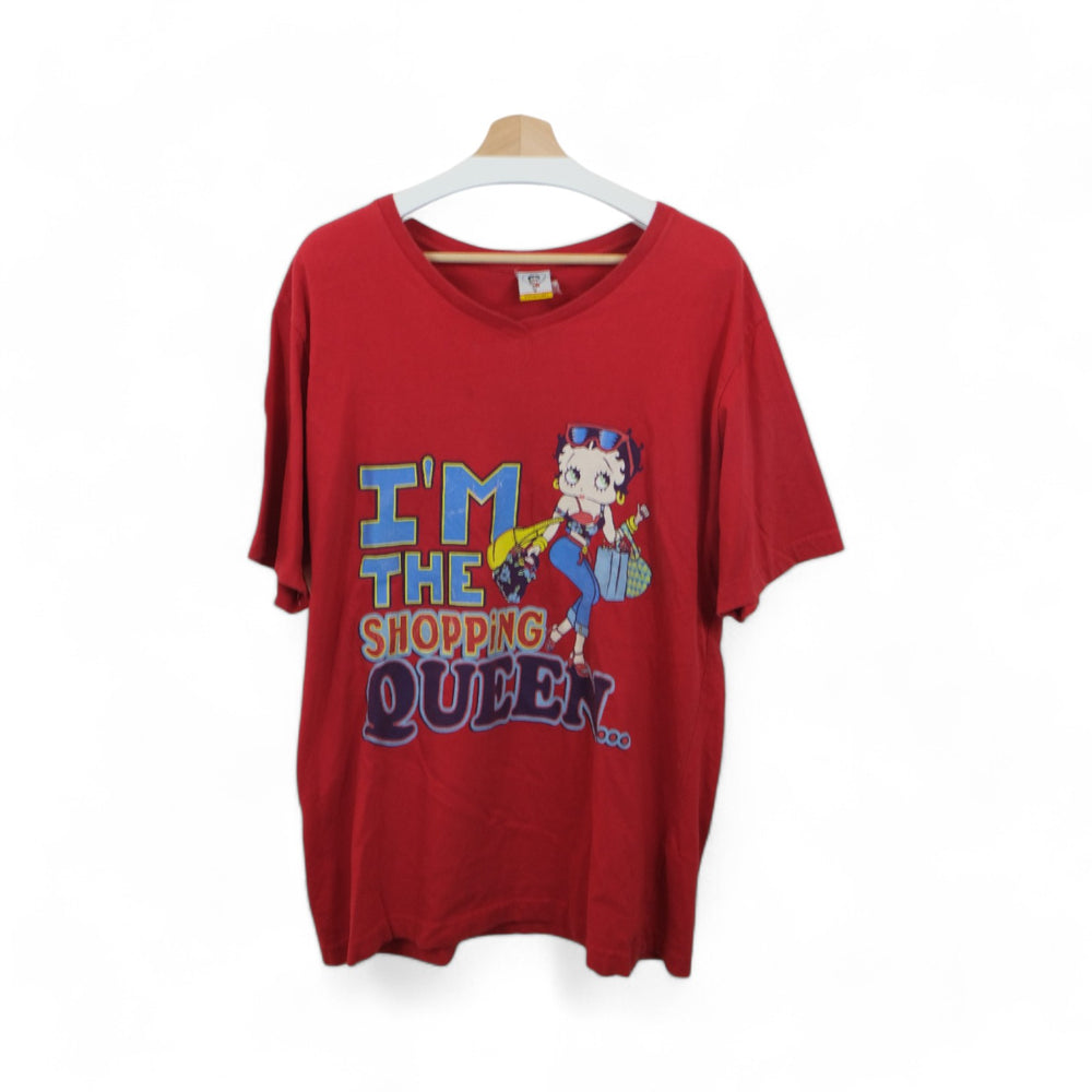 Vintage Red Betty Boop Shopping Queen Unisex T-Shirt Large Graphic