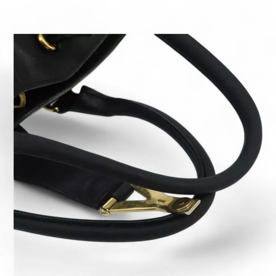 Saint Laurent Cavas Chic Handbag Leather Black Gold