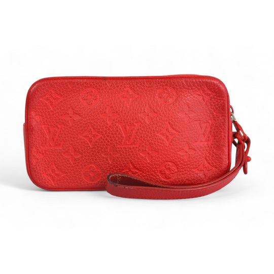 Louis Vuitton Solar Ray Pochette Volga Red Monogram Leather Clutch Bag Unisex Handbag Chain Strap