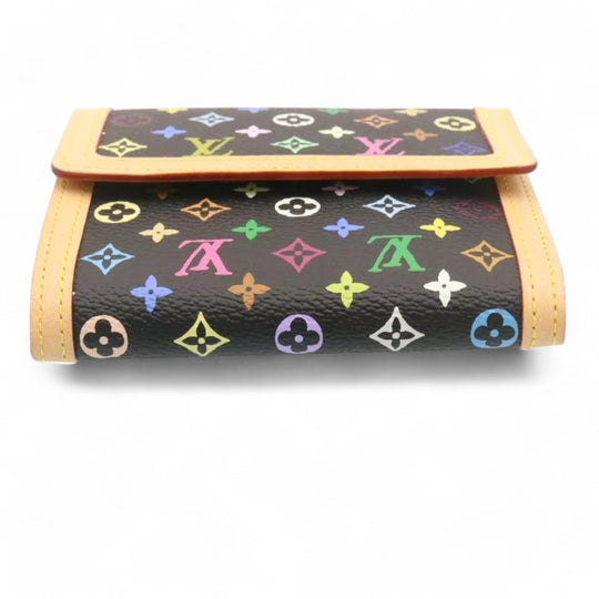 Louis Vuitton Multicolor Monogram Canvas PorteMonnaie Billets Cartes Wallet Black