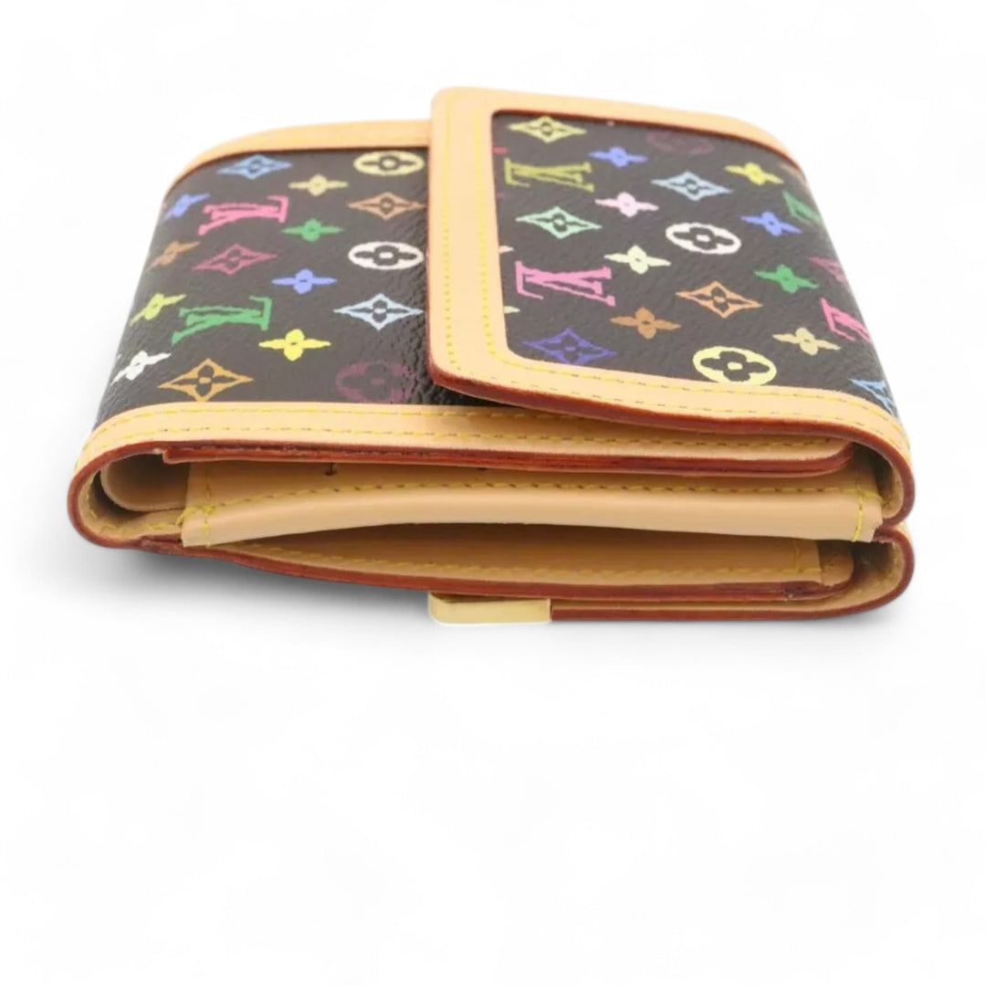 Louis Vuitton Multicolor Monogram Canvas PorteMonnaie Billets Cartes Wallet Black